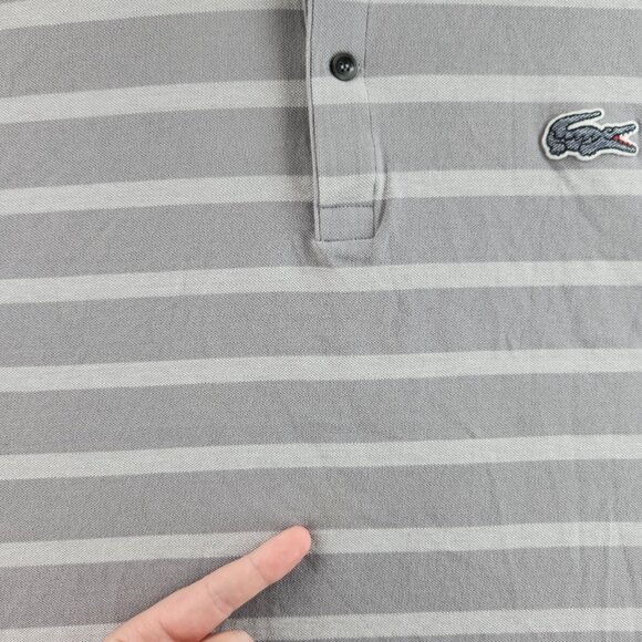 Lacoste Striped Gray Size 3XL (8) Polo Shirt Regular Fit Short Sleeve Peru - Picture 13 of 16
